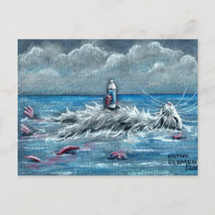 Rato flutuante com bebida no cartão postal oceânic