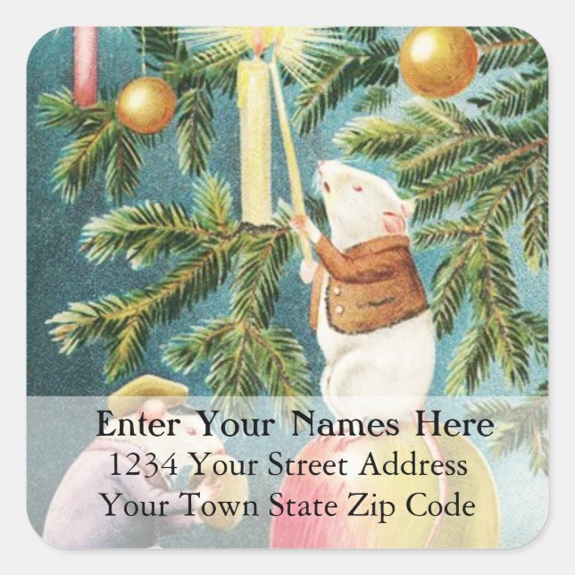 Ratos do Natal que iluminam a etiqueta de endereço (Frente)