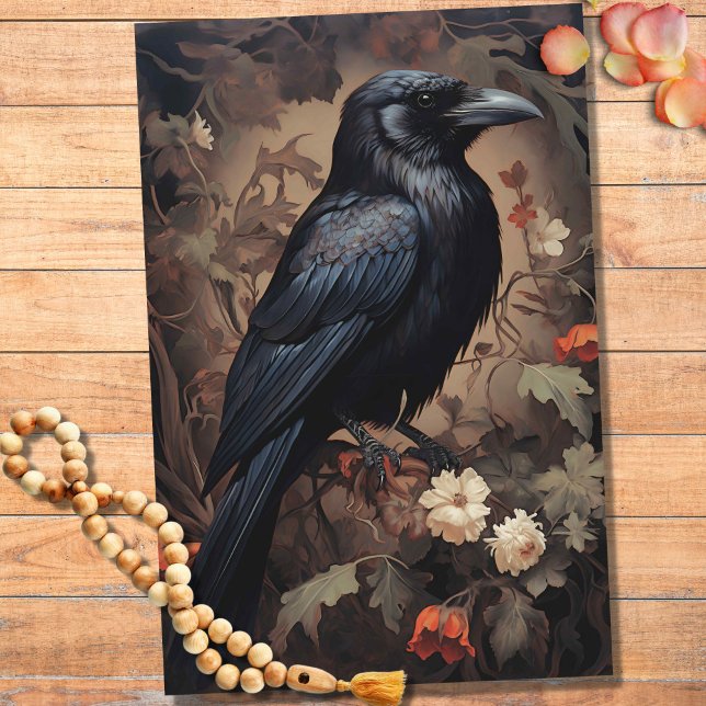Raven em Flores 4 Papel de Decoupage (Criador carregado)