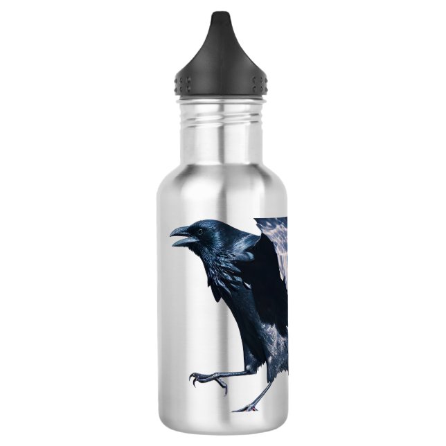 Raven em voo de Médio | Garrafa de água Gótico (Esquerda)