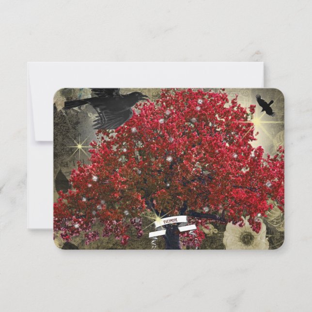 Raven Red Tree Tree Gothic RSVP (Frente)