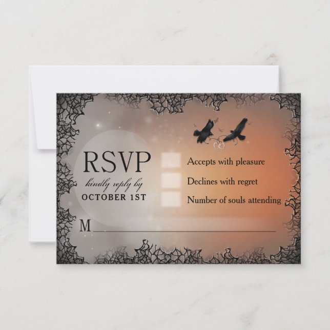 Ravens Halloween RSVP 3,5x5 Cartão de Resposta Cor (Frente)