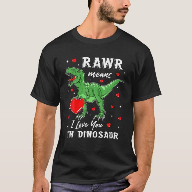 Rawr Quer Dizer Que Te Amo Em Namorados De Camisas (Frente)