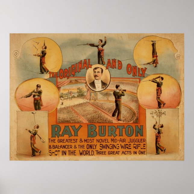 RAY BURTON High Wire Juggler VAUDEVILLE Poster (Frente)