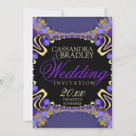 Rayalina: Convites Dourados para Casamento Roxo-Pr