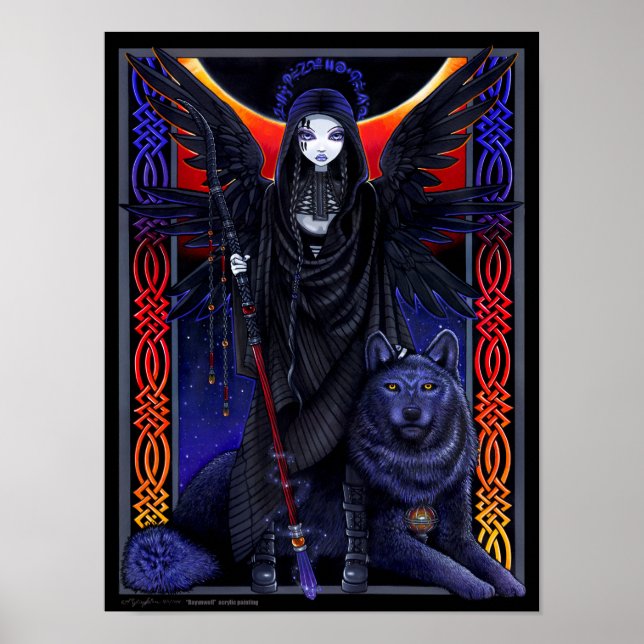 Rayvnwolf Magical Wolf Guardian Angel Poster (Frente)