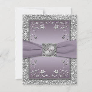 RBBON Plum, Pewter Floral RSVP Card 2