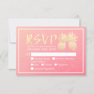 Reação de RSVP de Casamento Resposta Dourada Rosa 