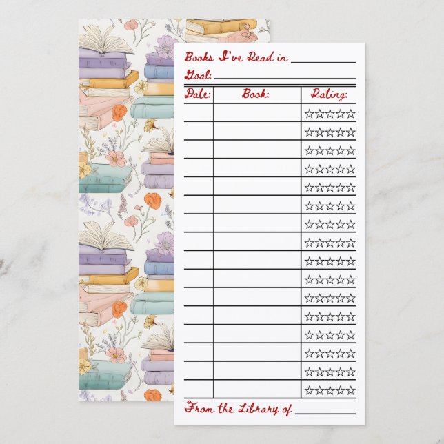 Reading List Tracker Flat Card (Frente/Verso)