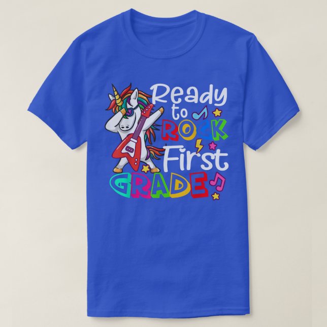 Ready To Rock First Grade Back To School T-Shirt (Frente do Design)