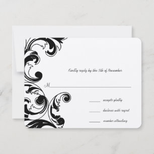 Real Black Swirls Wedding RSVP