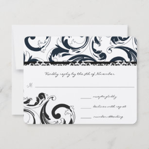 Real Black Swirls Wedding RSVP