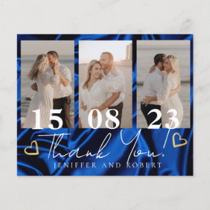 Real Blue Budget Casamento Foto Obrigado Cartões