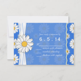 Real Blue e White Daisy Floral RSVP