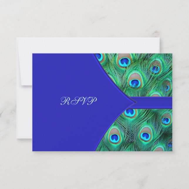 Real Blue Peacock Wedding RSVP (Frente)