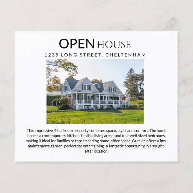 Real Estate Open House Targeting Postcards & Flyer (Frente)