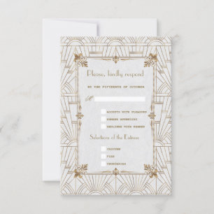Real Fleur-de-Lis Art Deco Dourado White 20s RSVP