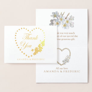 REAL Gold Foil & Pearls Obrigado Cartão de Casamen