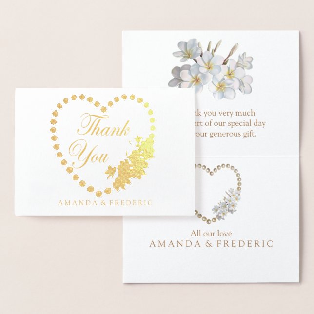 REAL Gold Foil & Pearls Obrigado Cartão de Casamen (Exibição)