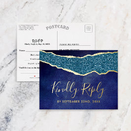 Real RSVP Real de Casamento de Agata Azul do Marin