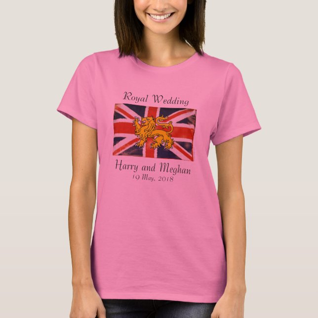 Real Wedding Harry & Meghan T-Shirt (Rosa) (Frente)