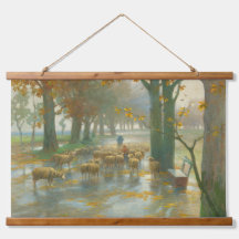 Rebanho de Ovelhas com Pastora em um Dia Chuvoso