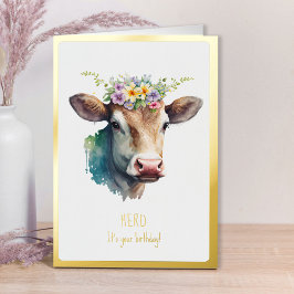 Rebanho é seu aniversário Floral engraçado Vaca Do