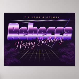 Rebecca Name Vorname lila retro Poster Geburtstag