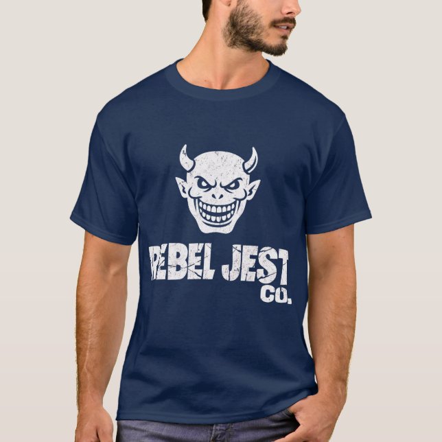 Rebel Jester Co. – Camiseta com Logotipo Devil Gri (Frente)