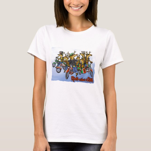 Rebeldes sem Camiseta de damas do Claus (Frente)