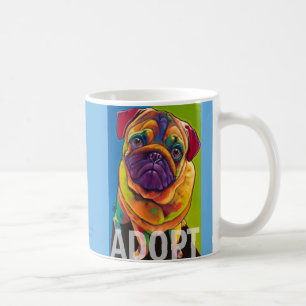 Reboque o Pug ADOTAM a caneca por queimaduras de