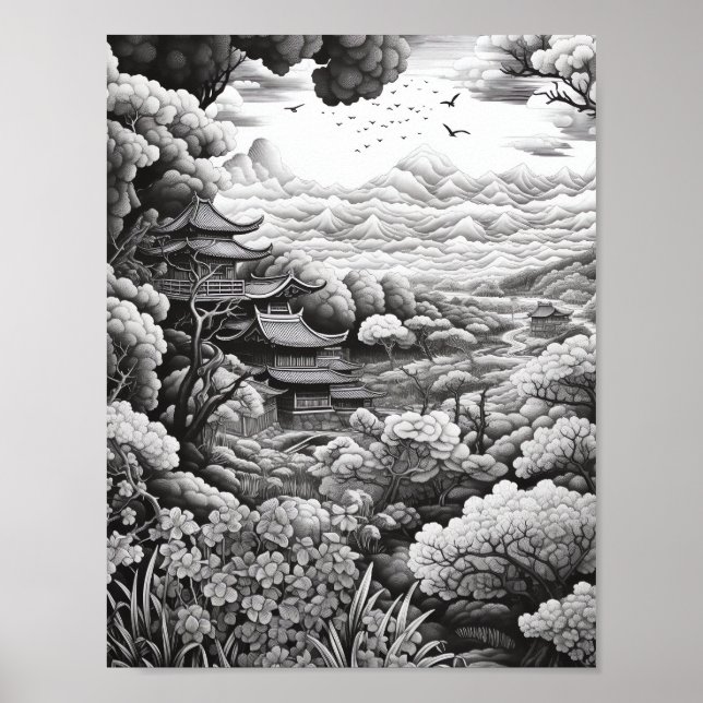 Recaxando Poster de Coloração de Paisagem (Frente)