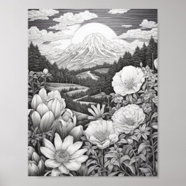 Recaxando Poster de Coloração de Paisagem