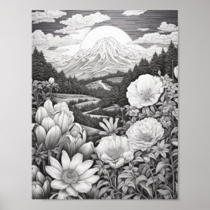 Recaxando Poster de Coloração de Paisagem