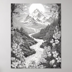 Recaxando Poster de Coloração de Paisagem