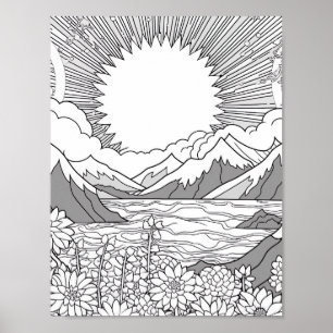 Recaxando Poster de Coloração de Paisagem