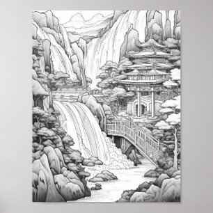 Recaxando Poster de Coloração de Paisagem