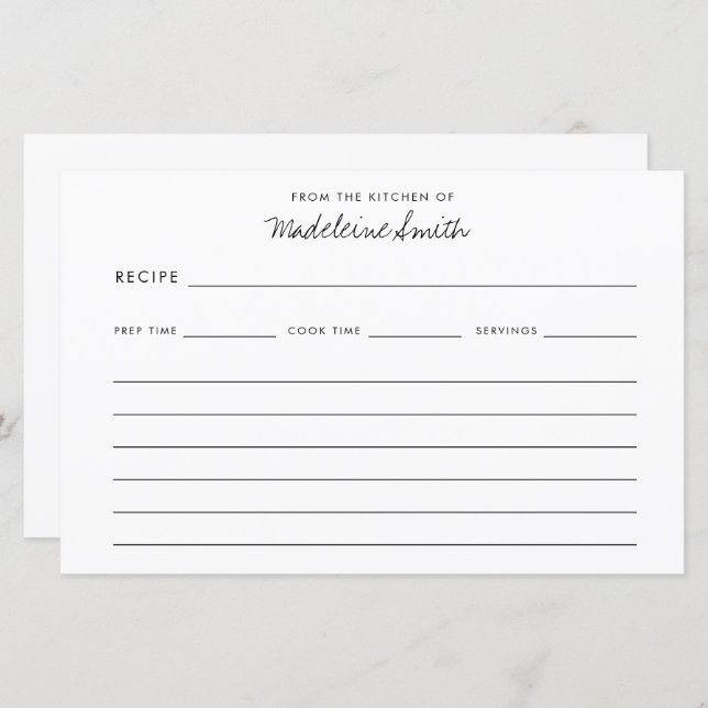 Recebe Script Moderno Da Placa De Receita Da Cozin (Frente/Verso)