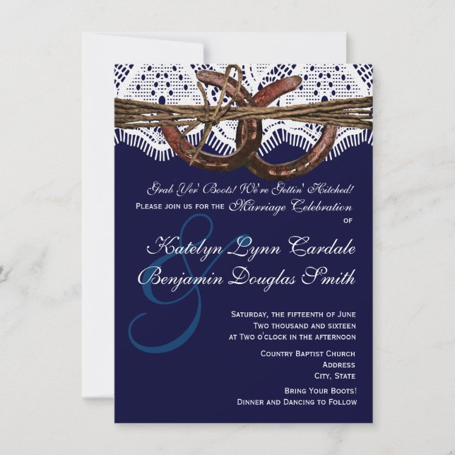 Recebendo Convites para Casamento de Ferradura de  (Frente)