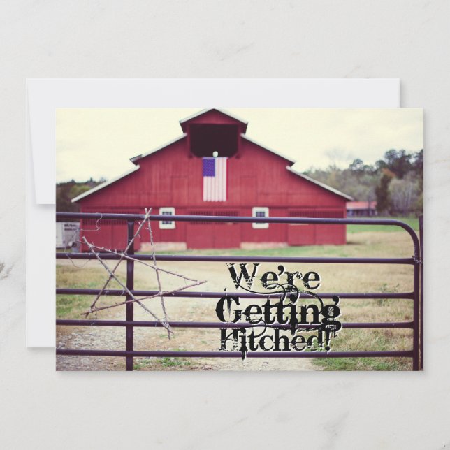 Recebendo Convites para Casamento de Red Barn Hitc (Frente)