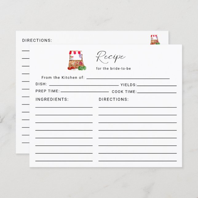 Receita da noiva do Chá de panela de mercado (Frente/Verso)