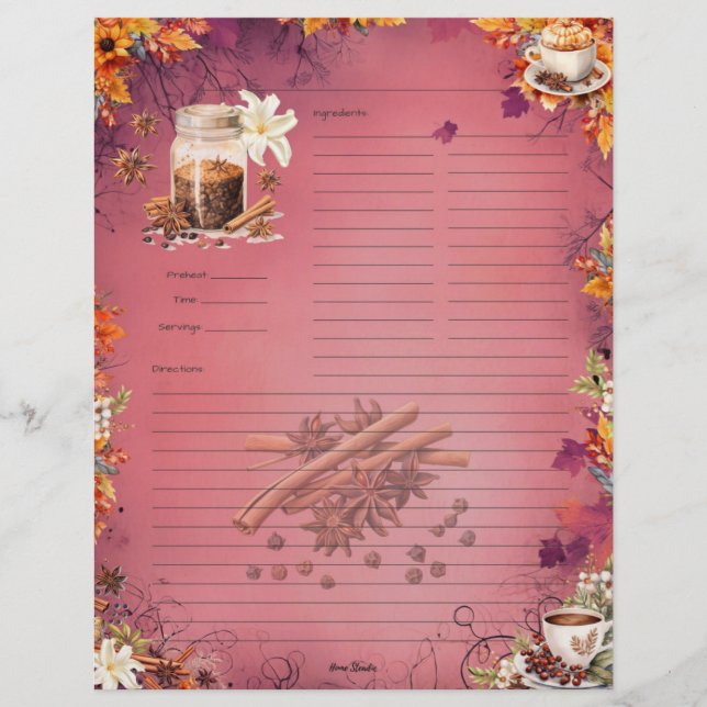 Receita da Página de Cheio de Açúcar e Especiarias (Frente)