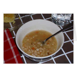 Receita da sopa de feijão em um cartão
