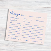 Receita De Azul Chic Manuscrita Para A Noiva