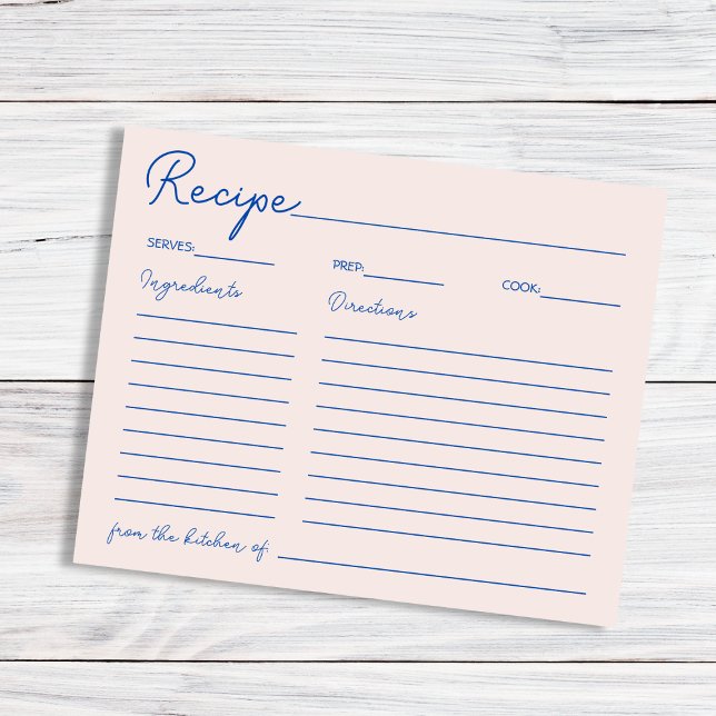 Receita De Azul Chic Manuscrita Para A Noiva (Handwritten Chic Blue Recipe For The Bride)