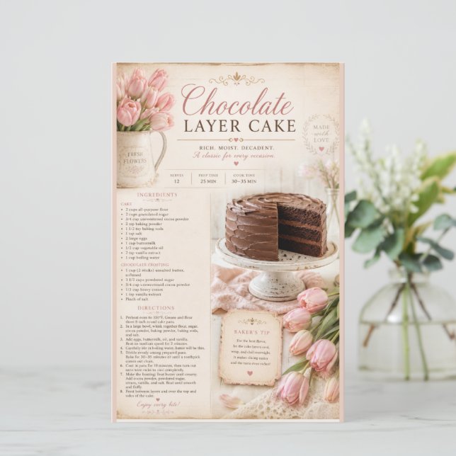 Receita de Bolo de Chocolate ao Estilo Hershey, Tu (Em pé/Frente)