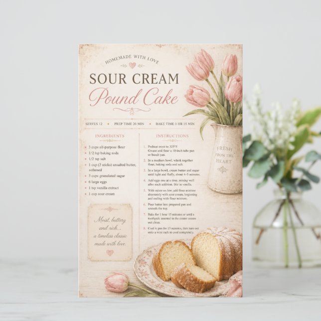 Receita de Bolo de Libra com Creme Azedo, Tulipas  (Em pé/Frente)