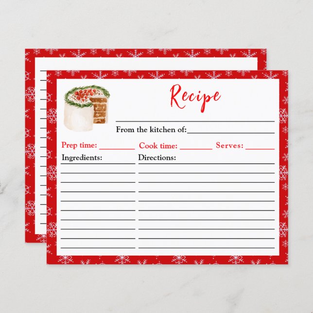 Receita de Bolo de Natal Feriado (Frente/Verso)