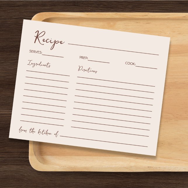 Receita De Castanho Chic Manuscrita Para A Noiva (Handwritten Chic Brown Recipe For The Bride)