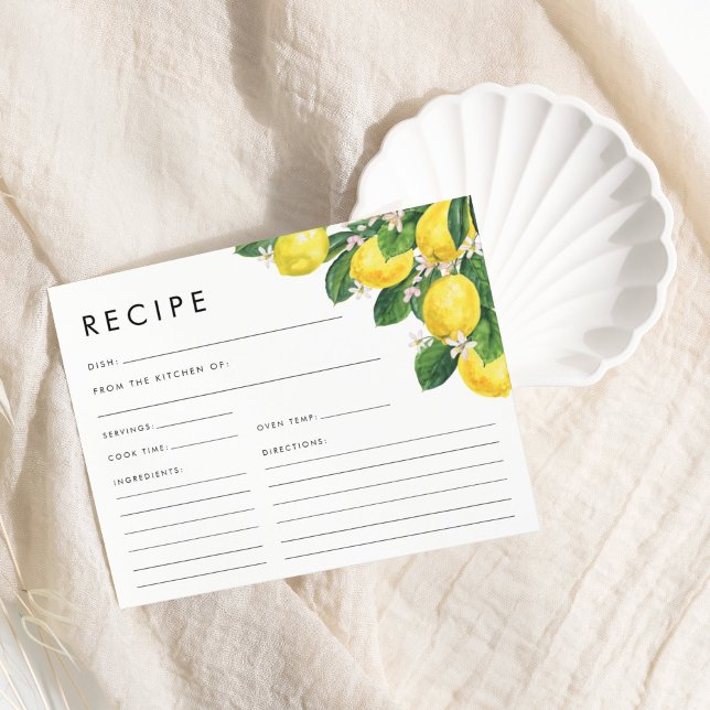 Receita de Chá de panela de Limão de Aquarela (Watercolor Lemon Bridal Shower Recipe)